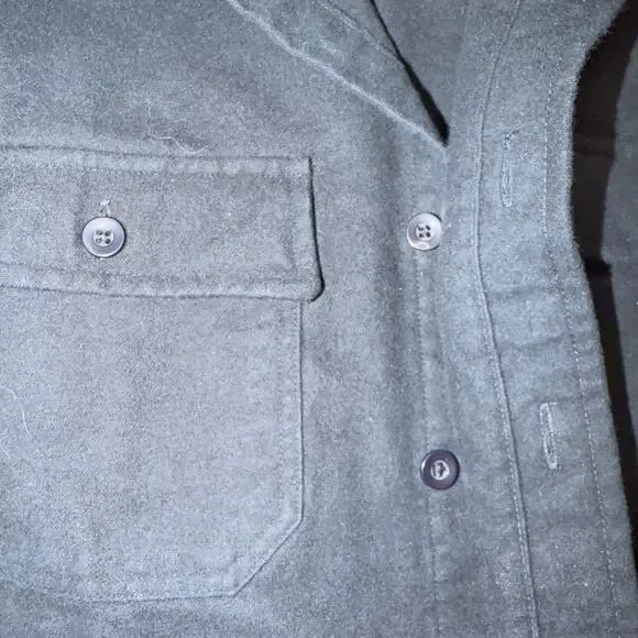 LL Bean Vintage Men’s MED Blue Chamois Flannel Shirt Long Sleeve Button-Up - Picture 2 of 8